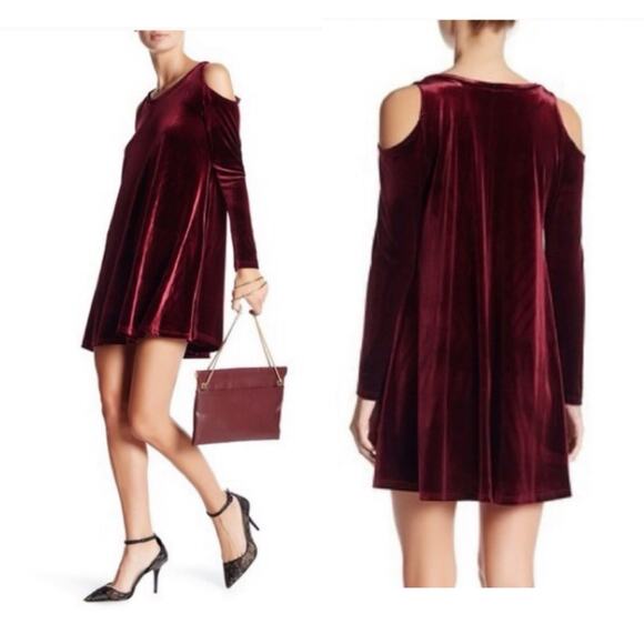 THE VANITY ROOM Nordstrom Velvet Swing Dress Loose Fit Velour Long Sleeves - Picture 1 of 5